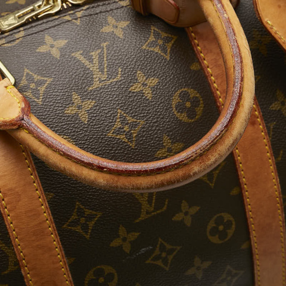 LOUIS VUITTON Brown Monogram Leather Keepall 55 Boston Bag